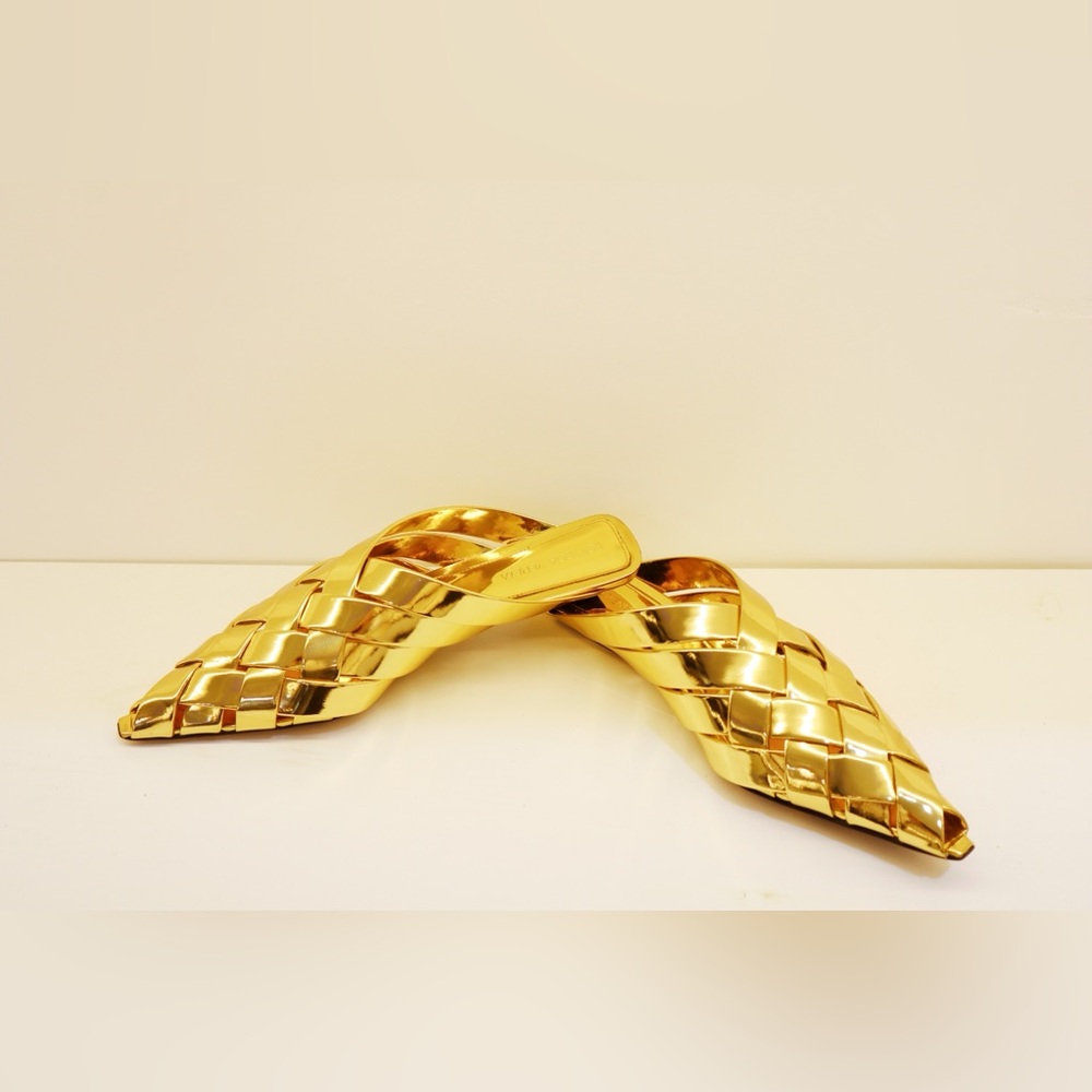 Bottega Veneta Gold Flats